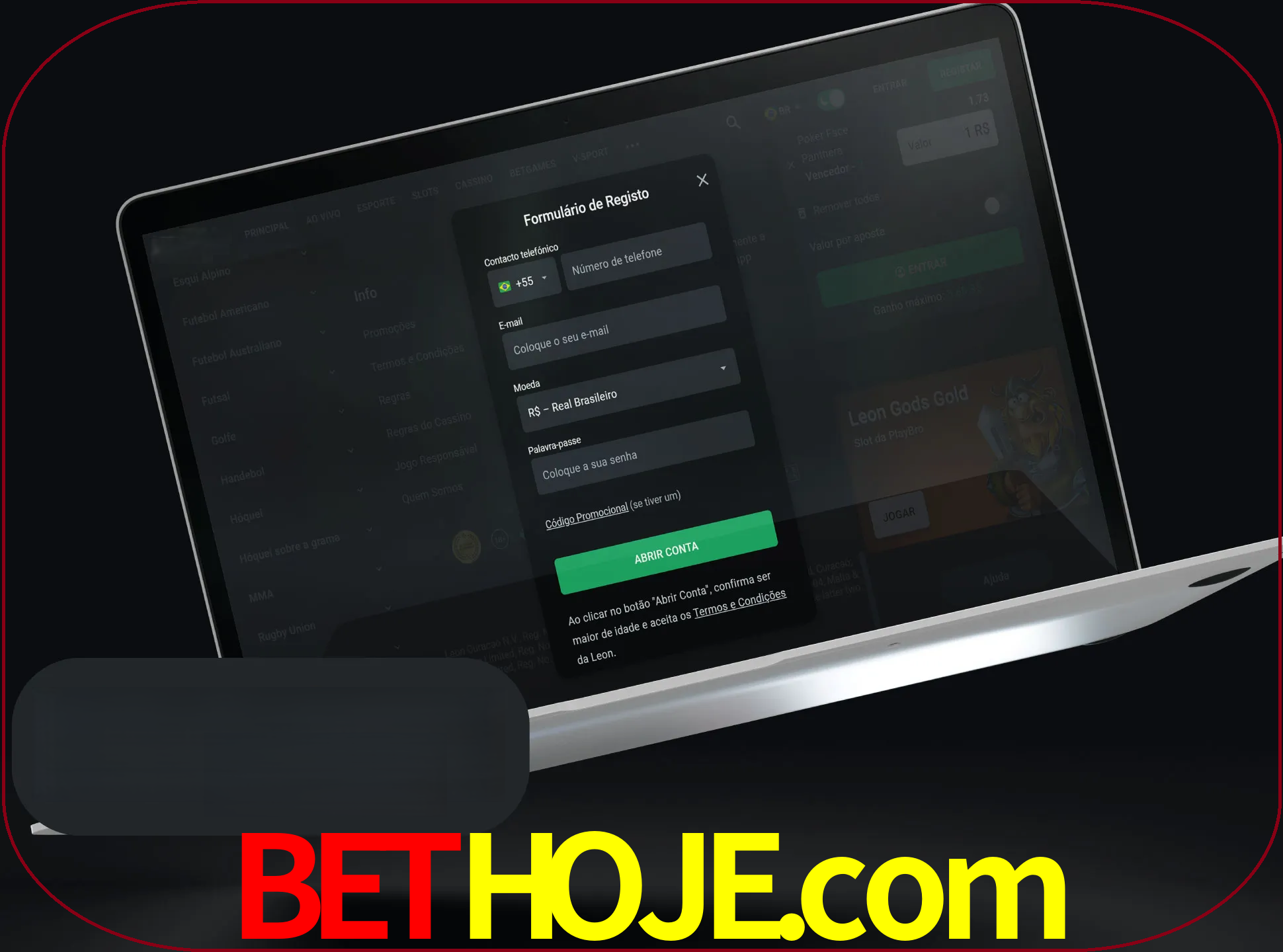 Abra o site da LeonBet e crie sua própria conta.