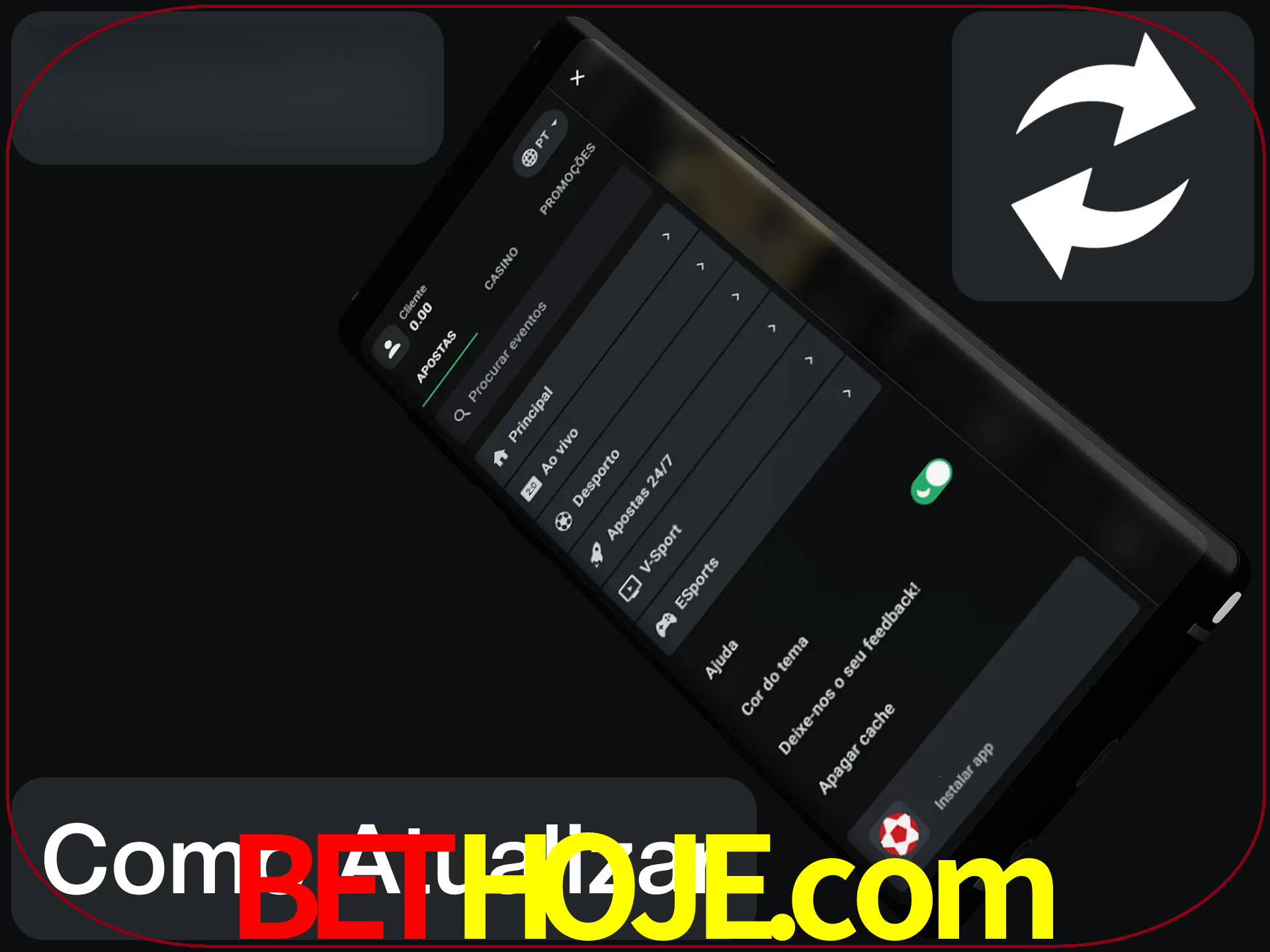 O aplicativo é atualizado automaticamente quando você faz o login.