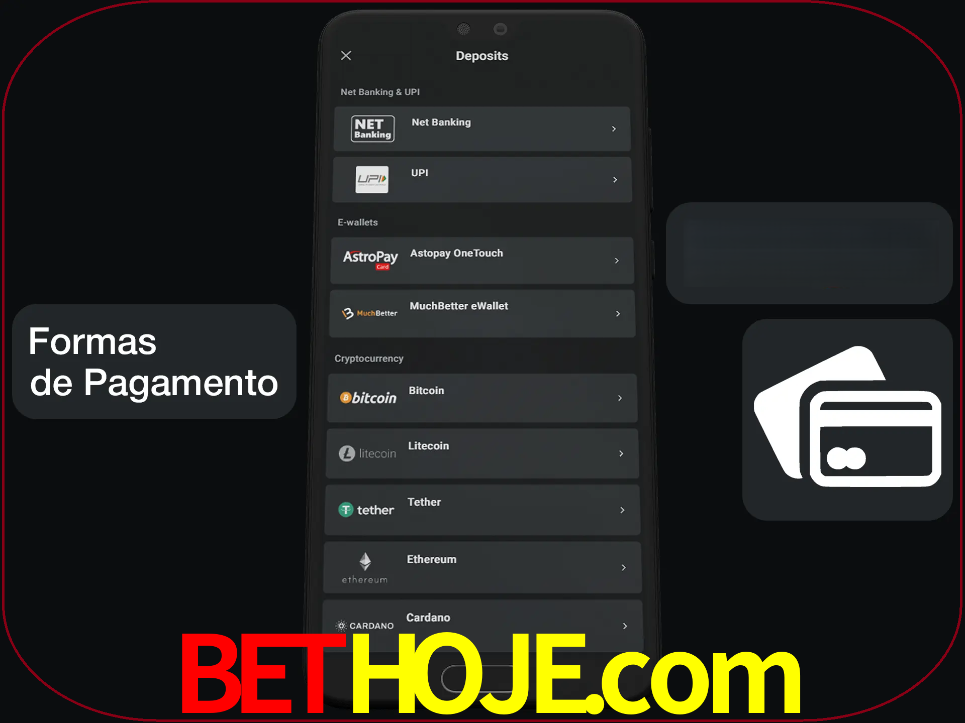 Escolha a forma de pagamento de sua preferência.