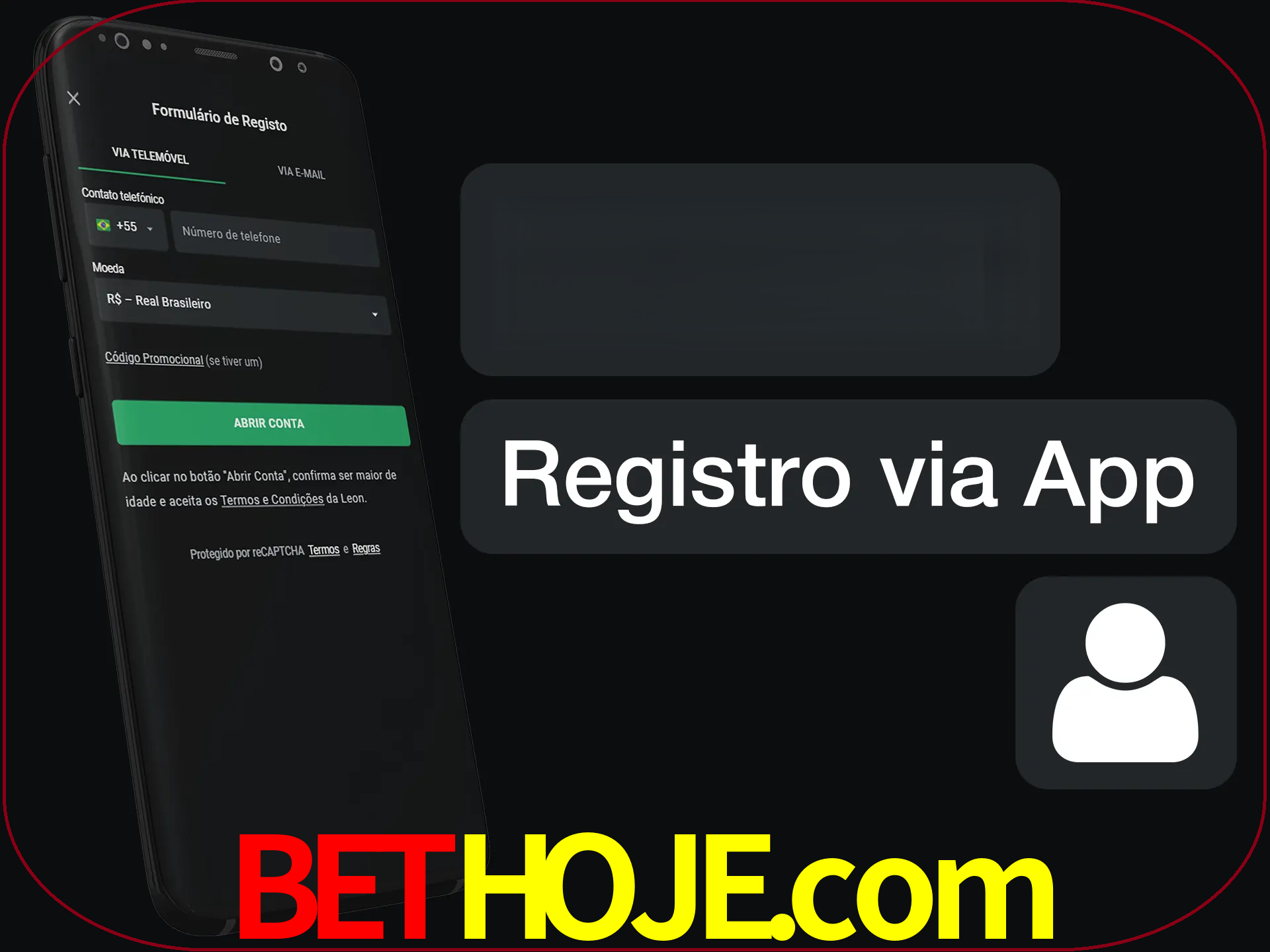 Registre-se com duas etapas usando o aplicativo.