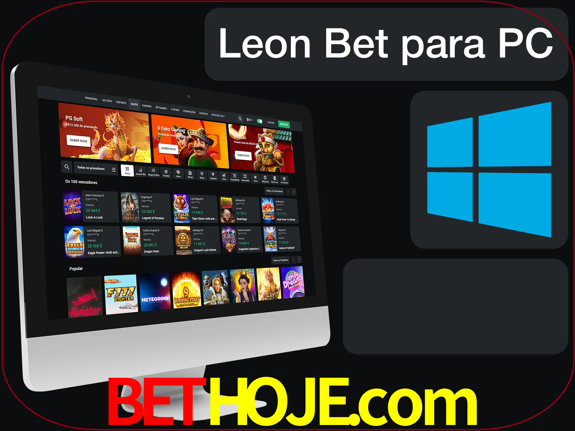 Aposte e jogue em nosso cassino usando o PC.